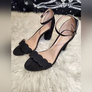 -SOLD- Black Madden Girl Suede Ankle Strap Heels
